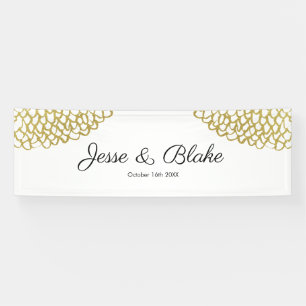 Goldene handgezeichnet Petal-Pattern-Hochzeit Banner