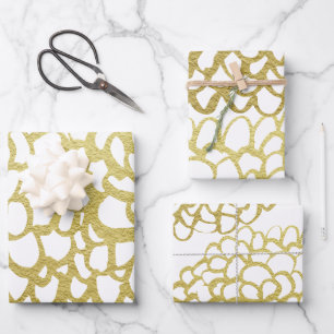 Goldene handgezeichnet Petal-Pattern-Hochzeit Geschenkpapier Set