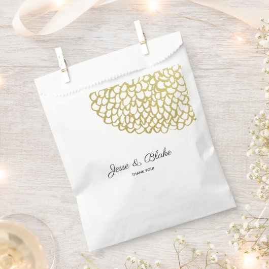 Goldene handgezeichnet Petal-Pattern-Hochzeit Geschenktütchen (Ausgeschnitten)