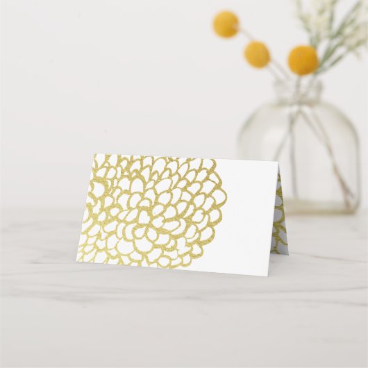 Goldene handgezeichnet Petal-Pattern-Hochzeit Platzkarte (Rückseite)