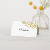 Goldene handgezeichnet Petal-Pattern-Hochzeit Platzkarte (Vorderseite)