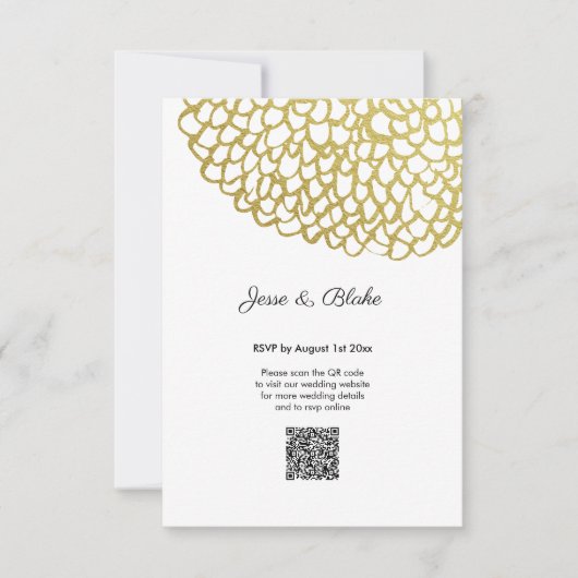 Goldene handgezeichnet Petal-Pattern-Hochzeit RSVP Karte (Vorderseite)