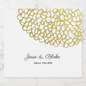 Goldene handgezeichnet Petal-Pattern-Hochzeit Schaumweinetikett (Einzelnes Label)