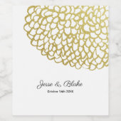 Goldene handgezeichnet Petal-Pattern-Hochzeit Weinetikett (Einzelnes Label)