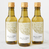 Goldene handgezeichnet Petal-Pattern-Hochzeit Weinetikett (Flaschen)