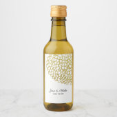 Goldene handgezeichnet Petal-Pattern-Hochzeit Weinetikett (Vorderseite)