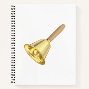 Goldene Handglocke mit Holzgriff Notizblock