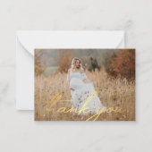 Goldene Handschrift Danke, Baby Dusche Foto Mitteilungskarte (Vorderseite)