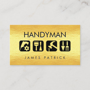 Goldene Handwerker-Reparaturwerkzeug-Icons Visitenkarte
