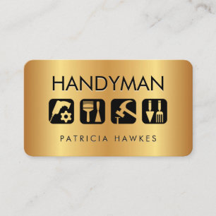 Goldene Handwerker-Reparaturwerkzeug-Icons Visitenkarte