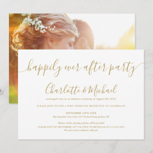 Goldene Happily Ever After Party Hochzeitsfoto Einladung