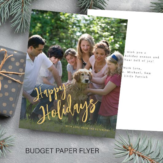 Goldene Happy Holidays Foto Holiday Card Flyer