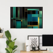Goldene Harmonie in Grün und Blau Poster (Heimbüro)