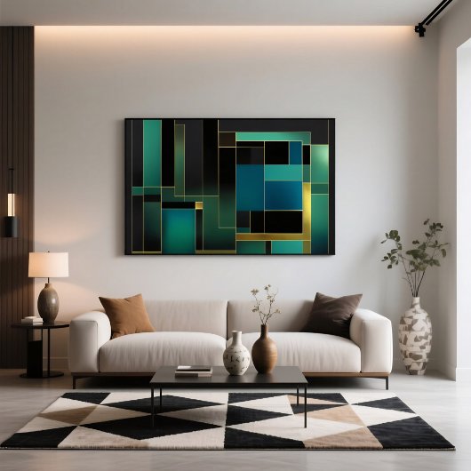 Goldene Harmonie in Grün und Blau Poster