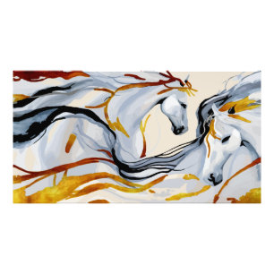 Goldene Harmonie: Zwei Pferde im Fantasy-Reich Fotodruck