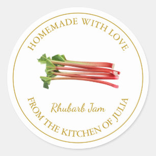 Goldene hausgemachte Rhubarb-Jam-Label Weiß Runder Aufkleber