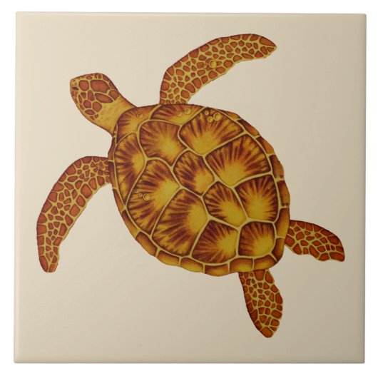 Goldene hawaiische Honu Fliese (Vorderseite)