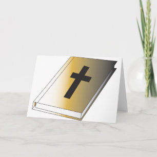 Goldene Heilige Bibel mit schwarzem Kreuz religiös Karte