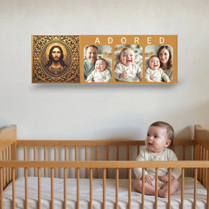Goldene Heilige Ikone - Angebetetes Baby-Foto Leinwanddruck