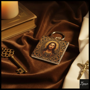 Goldene Heilige Ikone - Jesus Schlüsselanhänger