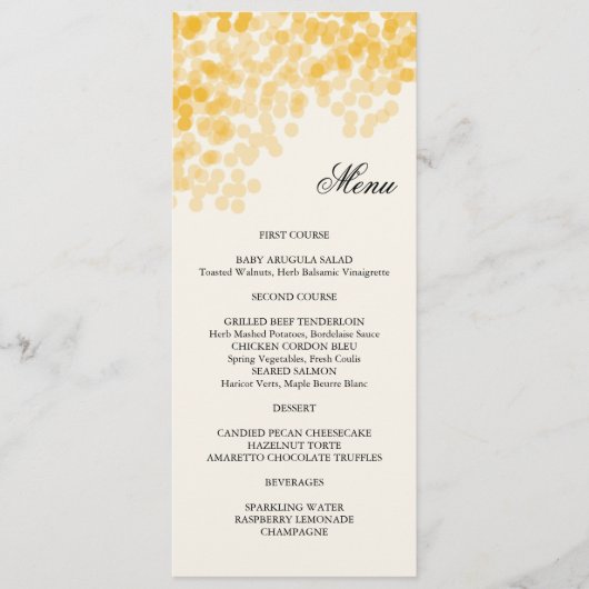 Goldene helle Duschen-Menü-Karte Menükarte (Vorderseite)