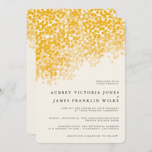 Goldene helle rustikale Hochzeits-Einladungen der Einladung (Vorne/Hinten)