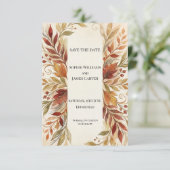 Goldene Herbst-Blumen-Save-The-Date-Karte Save The Date (Stehend Vorderseite)
