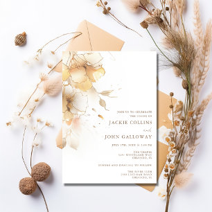 Goldene Herbst-Blumenhochzeit Einladung