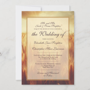 Goldene Herbst-Ernte-Gräser Formale Hochzeit Einladung