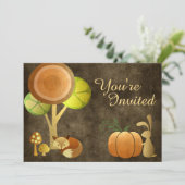 Goldene Herbst-Waldtiere Einladung zum Geburtstag (Stehend Vorderseite)