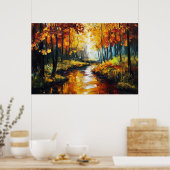 Goldene Herbstausdrucke mit Ölgemälde Poster (Küche)
