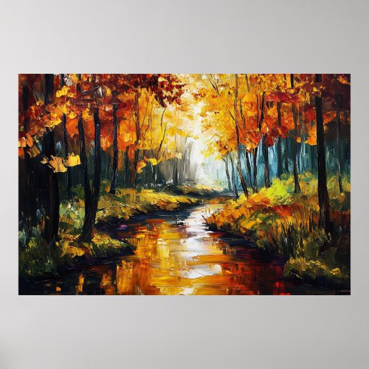 Goldene Herbstausdrucke mit Ölgemälde Poster (Vorne)