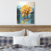 Goldene Herbstbäume auf der Leinwand Blue Lake (Insitu (Schlafzimmer))