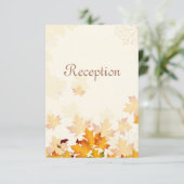 Goldene Herbstblätter Hochzeitsempfangskarte Begleitkarte (Stehend Vorderseite)