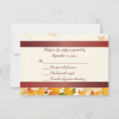 Goldene Herbstblätter mit Red Wedding RSVP Karte (Rückseite)