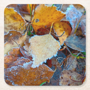 Goldene Herbstblätter Morgenfrost Anpassbar Rechteckiger Pappuntersetzer