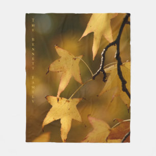 Goldene Herbstblätter Weihnachtsgeschenk Fleecedecke