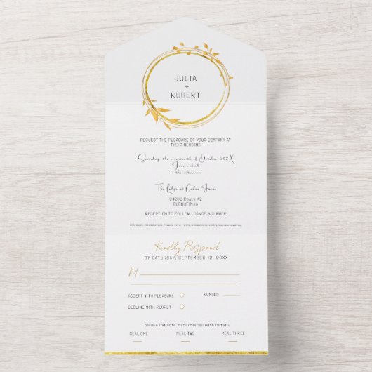 Goldene Herbstblatthochzeit All In One Einladung (Innen Boden)