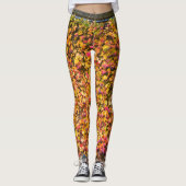 Goldene Herbstfarben Efeu Wand Leggings (Vorderseite)