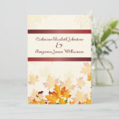 Goldene Herbstgänge mit Roter Hochzeit Einladung (Stehend Vorderseite)