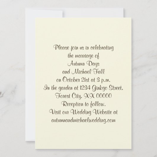 Goldene Herbstginkgo-Blätter Einladung (Rückseite)