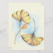 Goldene Herbstginkgo-Blätter Einladung (Vorne/Hinten)