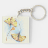 Goldene Herbstginkgo-Blätter Schlüsselanhänger (Rückseite)