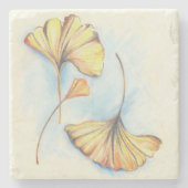 Goldene Herbstginkgo-Blätter Steinuntersetzer (Vorderseite)