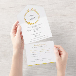 Goldene Herbstlaub Hochzeit All In One Einladung