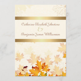 Goldene Herbstleaves Hochzeit Einladung