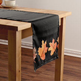 Goldene Herbstmaple Blätter Schwarz Kurzer Tischläufer