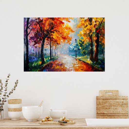 Goldene Herbstpassage Poster (Küche)