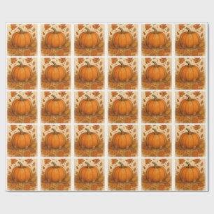 Goldene Herbstpumpen und fallende Blätter Geschenkpapier