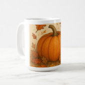 Goldene Herbstpumpen und fallende Blätter Kaffeetasse (Vorderseite Links)